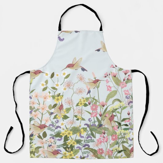 Hummingbird bloementuin  illustratie schort (Voorkant)