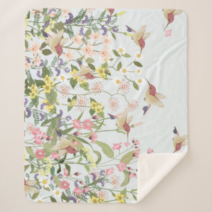 Hummingbird bloementuin  illustratie sherpa deken