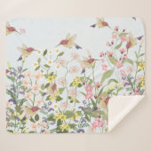 Hummingbird bloementuin  illustratie sherpa deken (Voorkant (horizontaal))