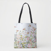 Hummingbird bloementuin illustratie tote bag (Voorkant)