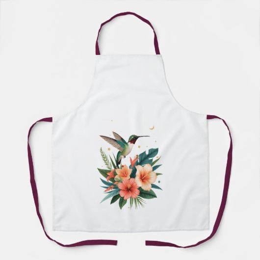 Hummingbird Bloom All-Over Apron Schort (Voorkant)