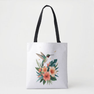 Hummingbird Bloom Tropical Botanical Bag Tote Bag