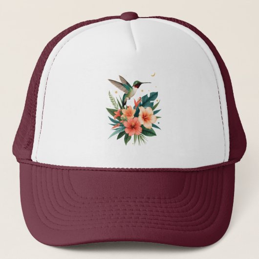 Hummingbird Bloom Tropical Cap Trucker Pet (Voorkant)
