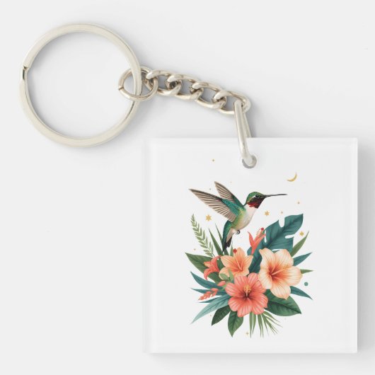Hummingbird Bloom Tropical Keychain (voorkant)