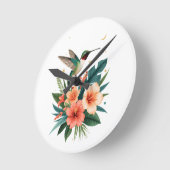 Hummingbird Bloom Tropical Wall Clock Ronde Klok (Hoek)