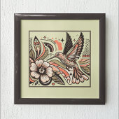 Hummingbird & Blooms Art Print