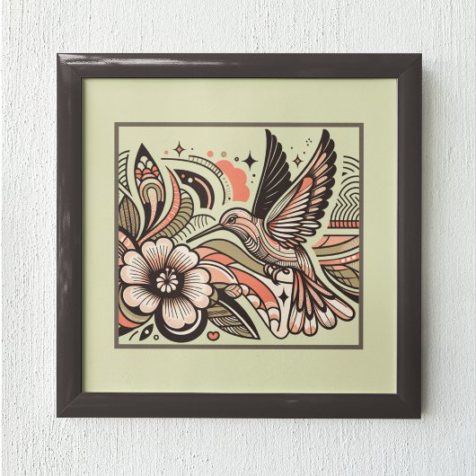  Hummingbird & Blooms Art Print