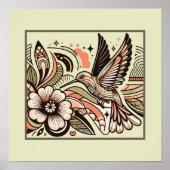 Hummingbird & Blooms Art Print (Voorkant)