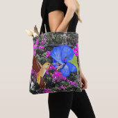 Hummingbird, Blue Hibiscus en Bougainvillea Tote Bag (Dichtbij)