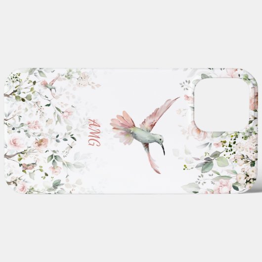Hummingbird, Blush Pink Roses, Sage Greenery Case-Mate iPhone Case (Achterkant (horizontaal))