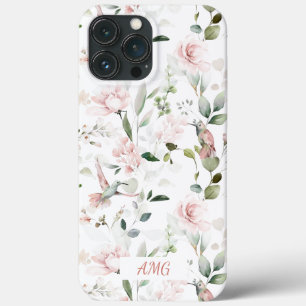 Hummingbird, Blush Pink Roses, Sage Greenery Case-Mate iPhone Case