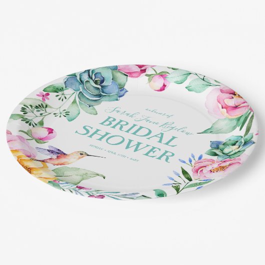 Hummingbird Boho Vrijgezellenfeest Papieren Bordje (Gekanteld)