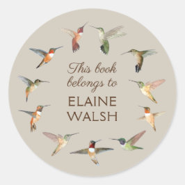Hummingbird Book Bord Ronde Sticker