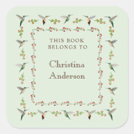  Hummingbird Bookplate Vierkante Sticker