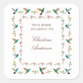 Hummingbird Bookplate Vierkante Sticker (Voorkant)