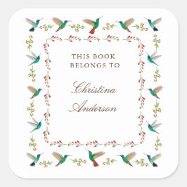 Hummingbird Bookplate Vierkante Sticker