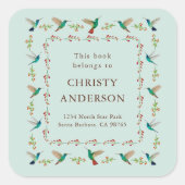 Hummingbird Bookplate Vierkante Sticker (Voorkant)