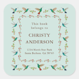 Hummingbird Bookplate Vierkante Sticker