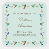Hummingbird Bookplate Vierkante Sticker (Voorkant)