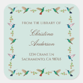 Hummingbird Bookplate Vierkante Sticker