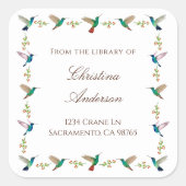 Hummingbird Bookplate Vierkante Sticker (Voorkant)