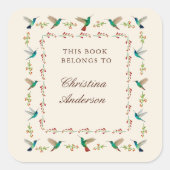 Hummingbird Bookplate Vierkante Sticker (Voorkant)