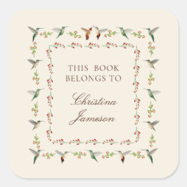 Hummingbird Bookplate Vierkante Sticker