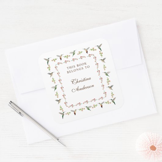 Hummingbird Bookplate Vierkante Sticker (Envelop)