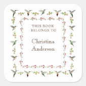  Hummingbird Bookplate Vierkante Sticker (Voorkant)