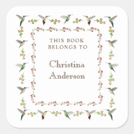  Hummingbird Bookplate Vierkante Sticker