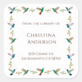 Hummingbird Bookplate Vierkante Sticker (Voorkant)
