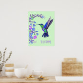 Hummingbird Botanical Flowers for bird lover Poster (Keuken)