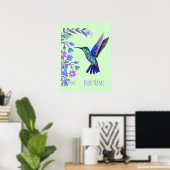 Hummingbird Botanical Flowers for bird lover Poster (Thuiskantoor)