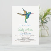 Hummingbird Boy Baby shower Uitnodiging (Staand voorkant)