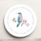 Hummingbird Bruiloft Paar Namen Retouradres Ronde Sticker