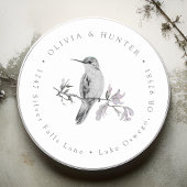 Hummingbird Bruiloft Paar Namen Retouradres Ronde Sticker