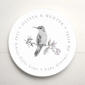 Hummingbird Bruiloft Paar Namen Retouradres Ronde Sticker