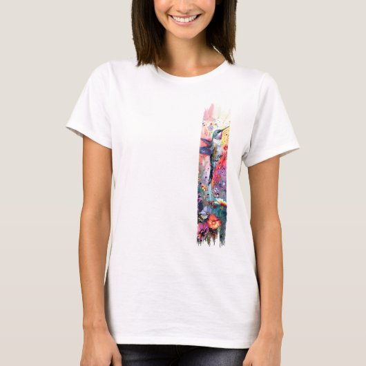 Hummingbird Brushstroke Paint T-shirt (Voorkant)