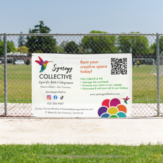 Hummingbird Business Logo QR Code Huurruimte Spandoek (Insitu)