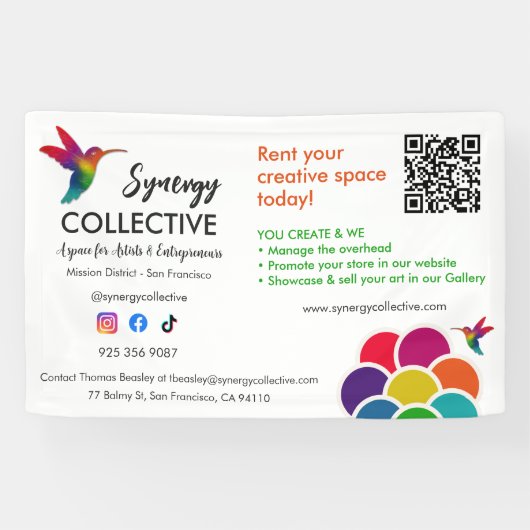 Hummingbird Business Logo QR Code Huurruimte Spandoek (Horizontaal)