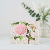Hummingbird Butterfly en Caryophyllus Briefkaart (Staand voorkant)