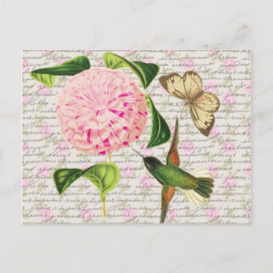Hummingbird Butterfly en Caryophyllus Briefkaart