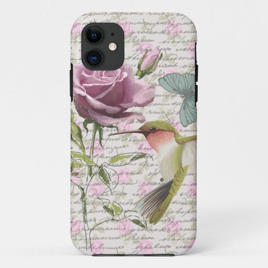  Hummingbird Butterfly en Roos Case-Mate iPhone Case (Achterkant)