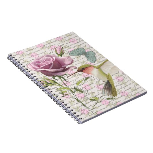  Hummingbird Butterfly en Roos Notitieboek (Rechterzijde)