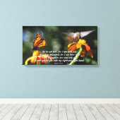 Hummingbird Butterfly Flowers Wrapped Canvas Print (Insitu (Houten vloer))