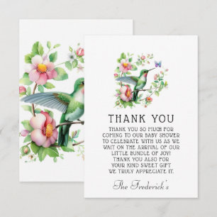 Hummingbird Butterfly Girl Baby shower Dank u Bedankkaart