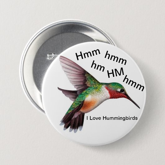 Hummingbird Button/3" Round Ronde Button 7,6 Cm (Voorkant /achterkant)