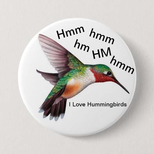 Hummingbird Button/3" Round Ronde Button 7,6 Cm (Voorkant)
