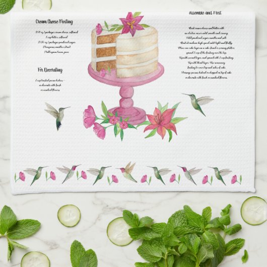 Hummingbird Cake Recipe Kitchen Towel Theedoek (Gevouwen)