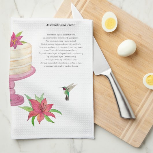 Hummingbird Cake Recipe Kitchen Towel Theedoek (Quarter Fold)